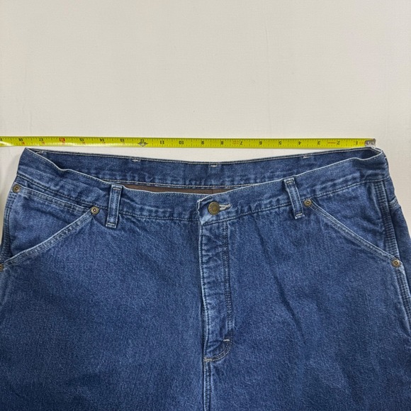 Wrangler Fleece Lined Work Jeans Baggy Blue Denim 36x32 Workwear Carpenter Warm - Picture 9 of 11